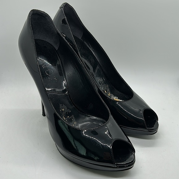 Dior Shoes - Dior Authenticated Sexy Black Peep Toe Stiletto Heel Shoes **Size 39/US 9** 🔥🔥